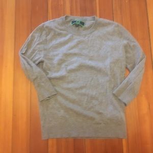 C. Wonder Gray 3/4 Length crew Neck Sweater